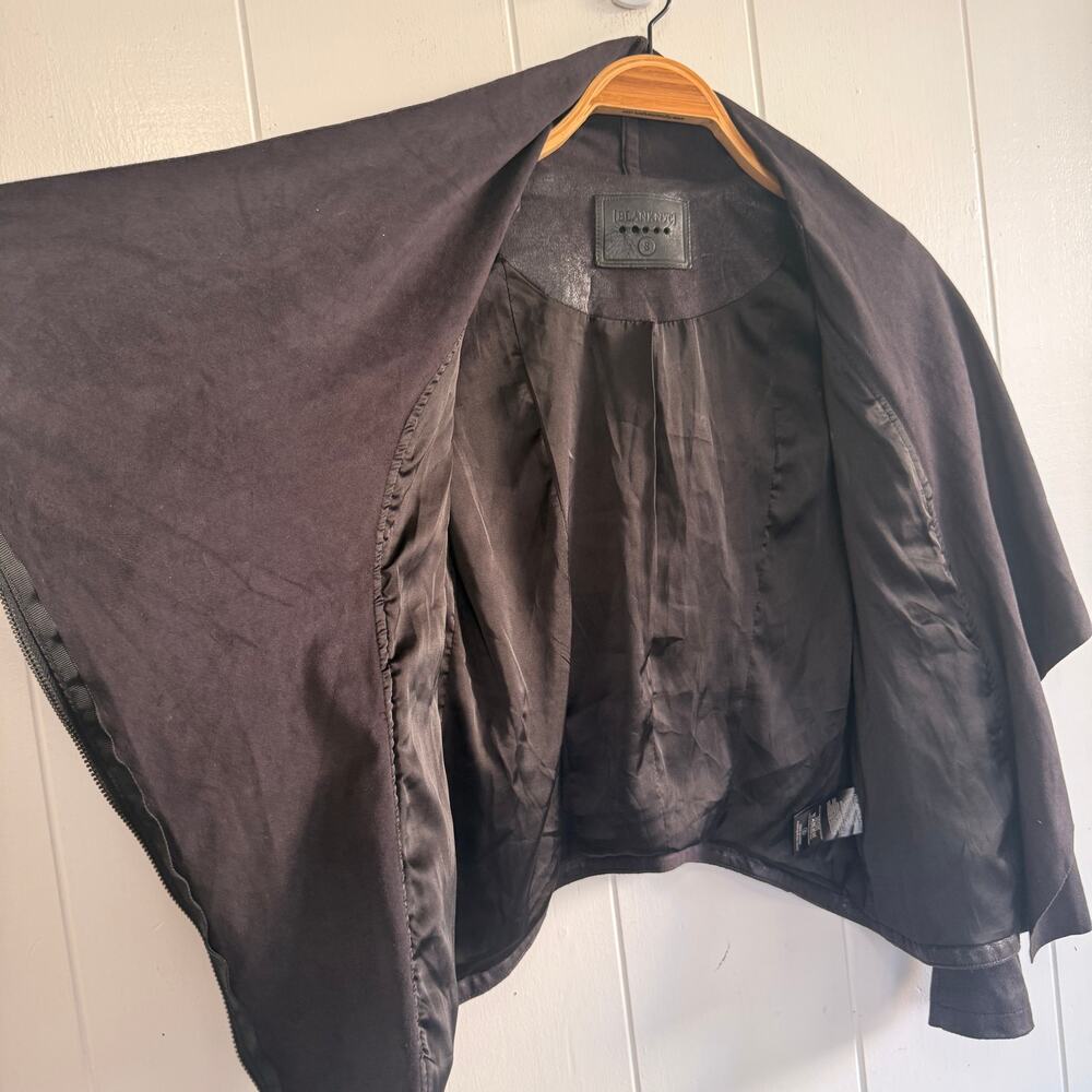 BLANK NYC Faux-Leather Drape Front Moto Jacket Size Small - Picture 4 of 10